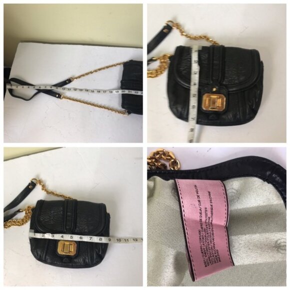 Juicy Couture Y2K Mini Chain Strap Leather Bag WOC Gold Tone hardware Turn Lock - Picture 12 of 16